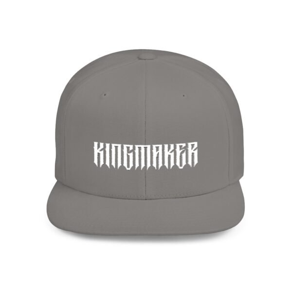 Classic White Kingmaker Font Flat Bill Snapback Cap - Image 3
