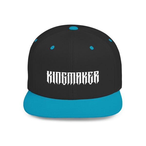 Classic White Kingmaker Font Flat Bill Snapback Cap - Image 44
