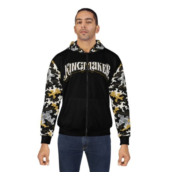 Kingmaker Urban Gold, Black, Silver, White, Camouflage Fits All Black Zip Hoodie - Image 4