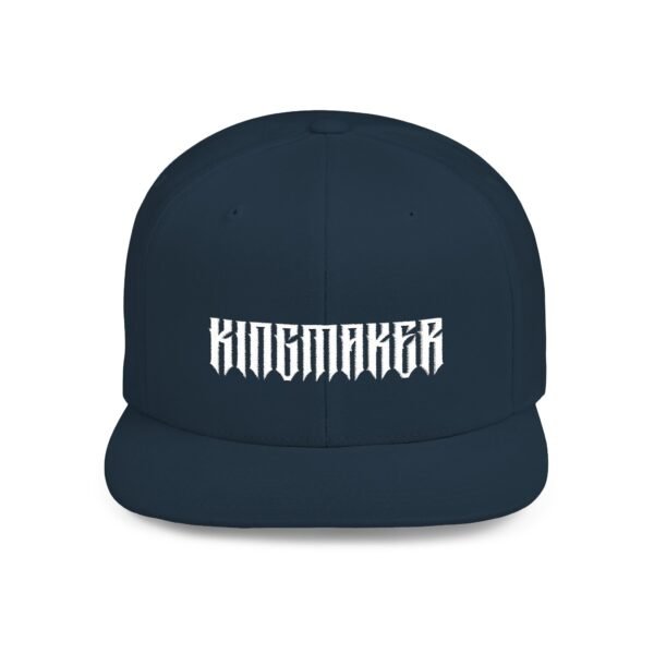 Classic White Kingmaker Font Flat Bill Snapback Cap - Image 13