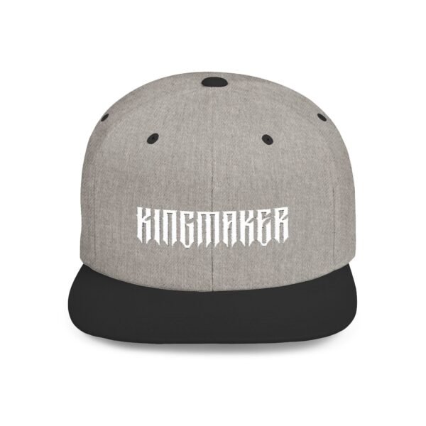 Classic White Kingmaker Font Flat Bill Snapback Cap - Image 22