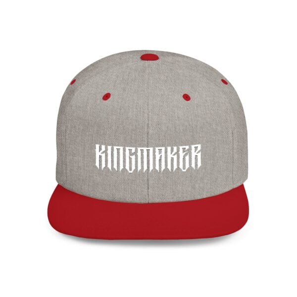 Classic White Kingmaker Font Flat Bill Snapback Cap - Image 28
