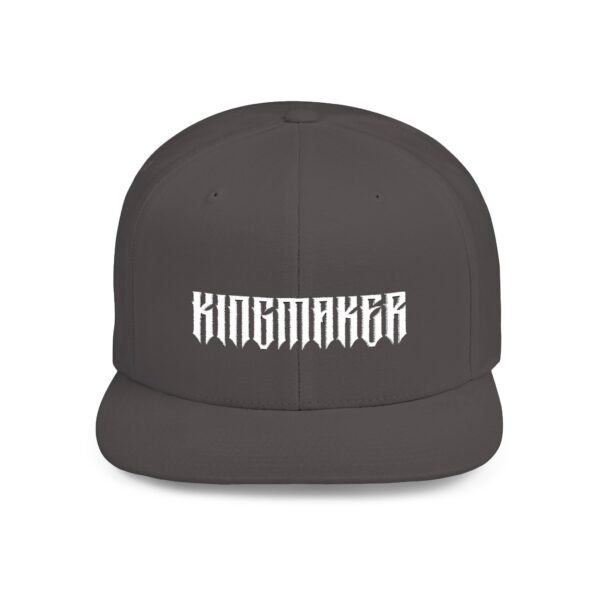 Classic White Kingmaker Font Flat Bill Snapback Cap - Image 26